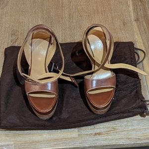 Hermes leather wedges